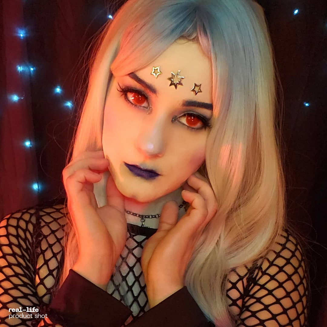 Red Screen Round Mesh Halloween Lens