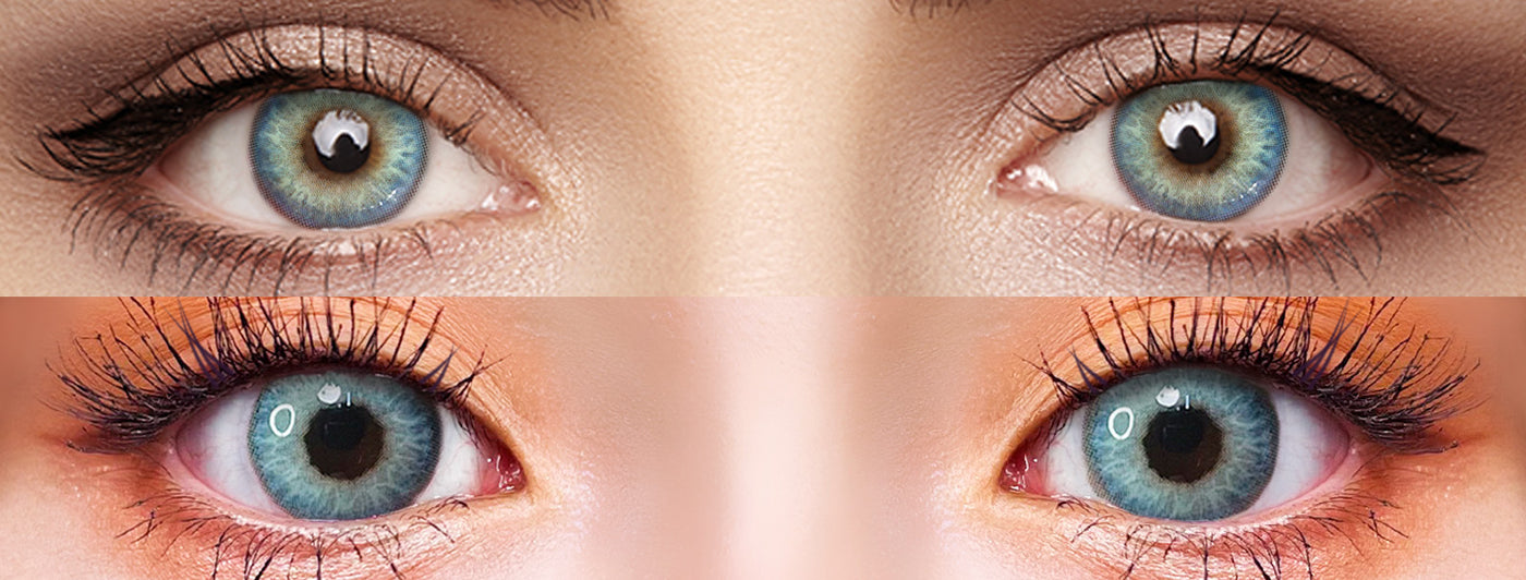 <h3>See the Comparison</h3><h4><span style="text-decoration:underline">Witness the stunning transformation that our colored contact lenses can bring!</span></h4>