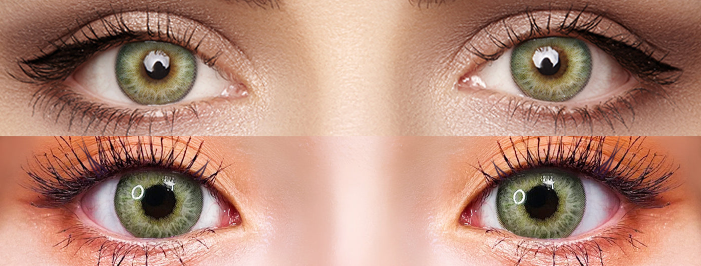 <h3>See the Comparison</h3><h4><span style="text-decoration:underline">Witness the stunning transformation that our colored contact lenses can bring!</span></h4>