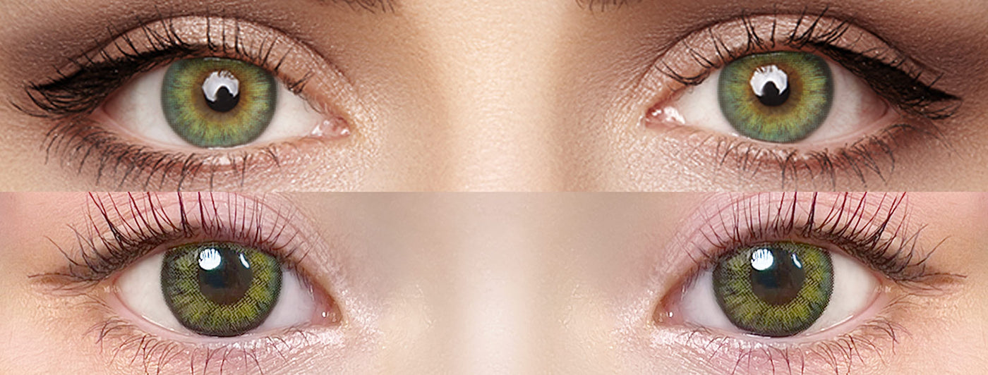 <h3>See the Comparison</h3><h4><span style="text-decoration:underline">Witness the stunning transformation that our colored contact lenses can bring!</span></h4>