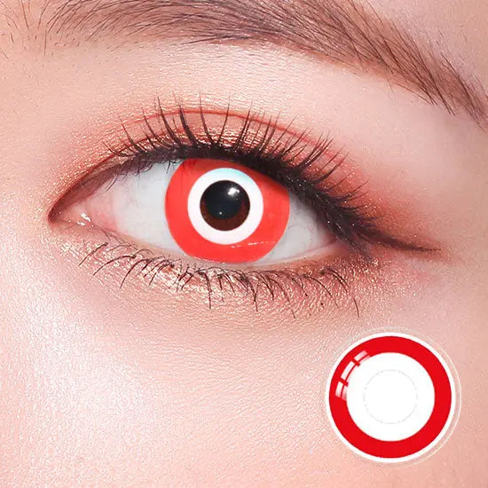 Red And White Gear Eye Colored Contact Lenses - Colored Contacts - Medium
