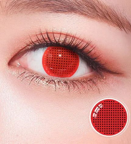 Red Screen Round Mesh Halloween Lens - HoneyColor