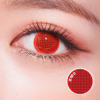 Red Screen Round Mesh Halloween Lens - HoneyColor