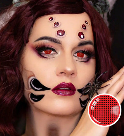 Red Screen Round Mesh Halloween Lens - HoneyColor