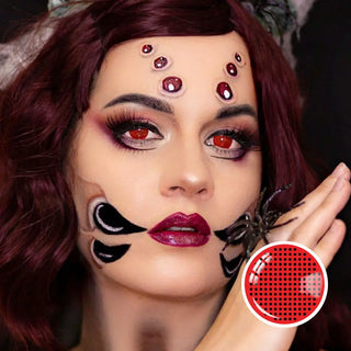 Red Screen Round Mesh Halloween Lens - HoneyColor