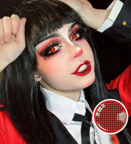 Red Screen Round Mesh Halloween Lens - HoneyColor